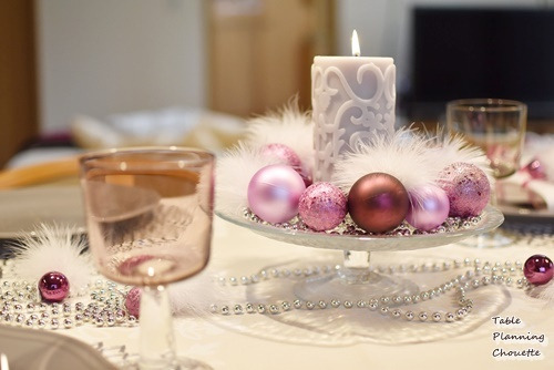 ピンク＆グレーのクリスマステーブル